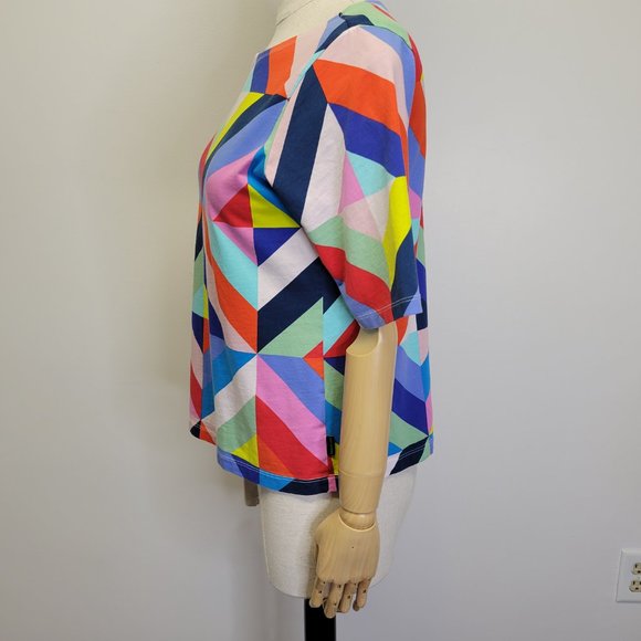 Marimekko x Uniqlo Colorful Geometric Boxy Oversized Tee Shirt Womens XS - Picture 5 of 9